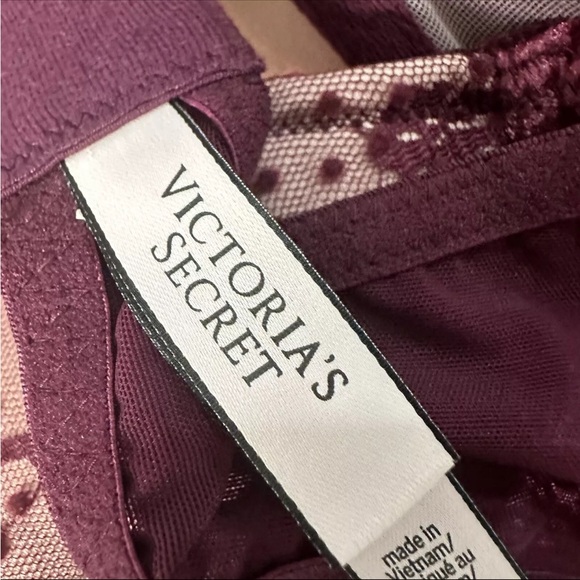 Victoria's Secret Dream Angels Lined Demi Velvet Dot Burgundy Bra Size 34D - Picture 4 of 7